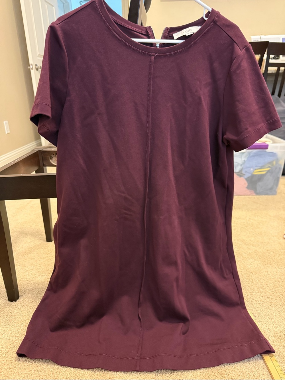 LOFT Short Sleeve Midi Dress in Plum